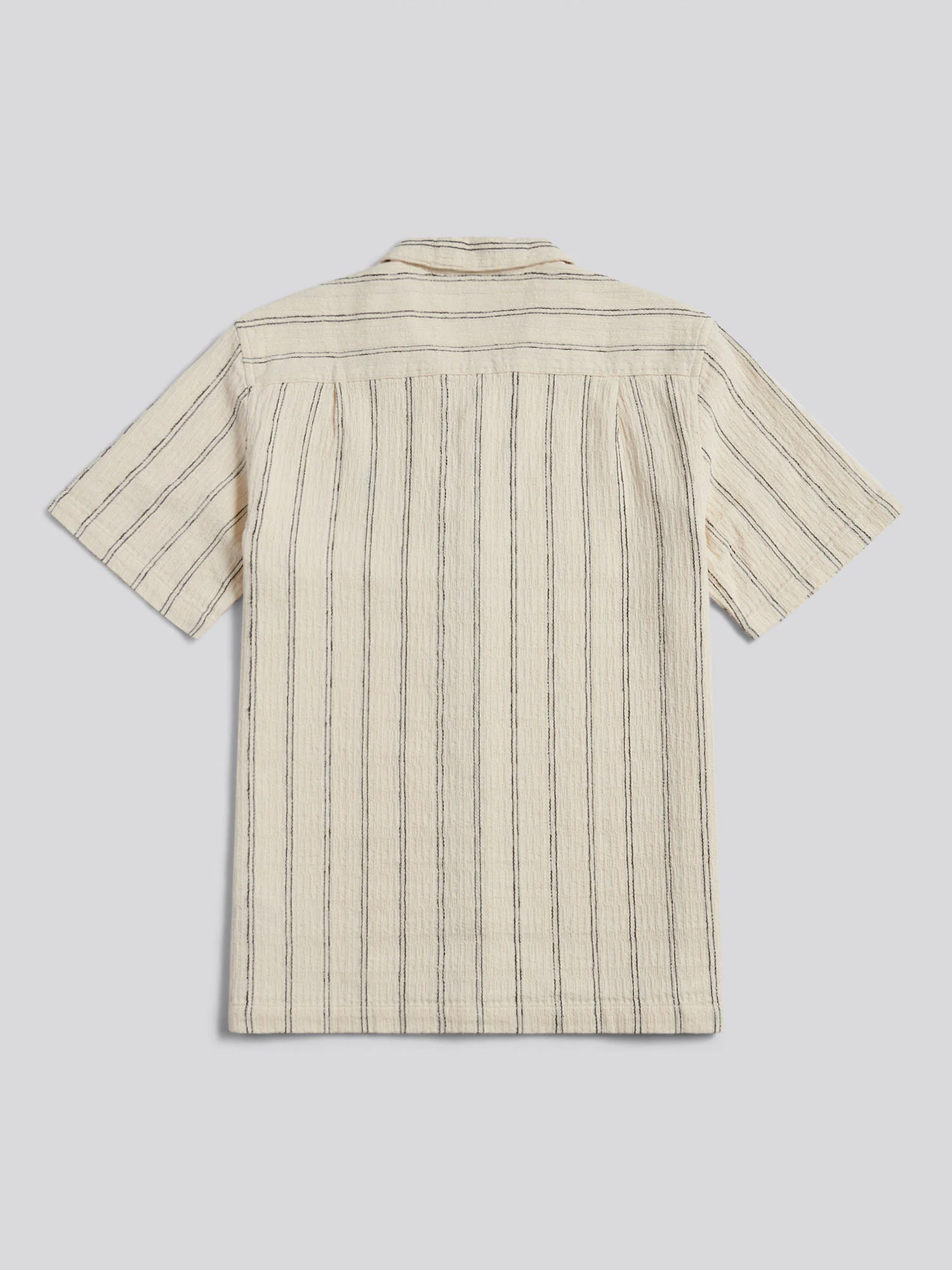 Mens Stripe Open Collar Short Sleeve Shirt Atmosphere - Image 6