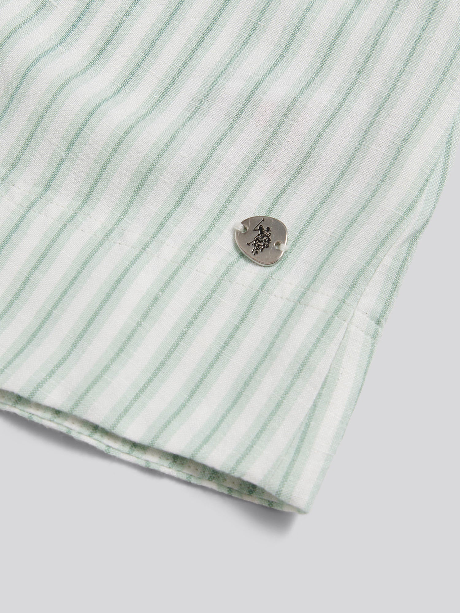 Womens Linen Blend Stripe V-Neck Shell Top Misty Jade - Image 3