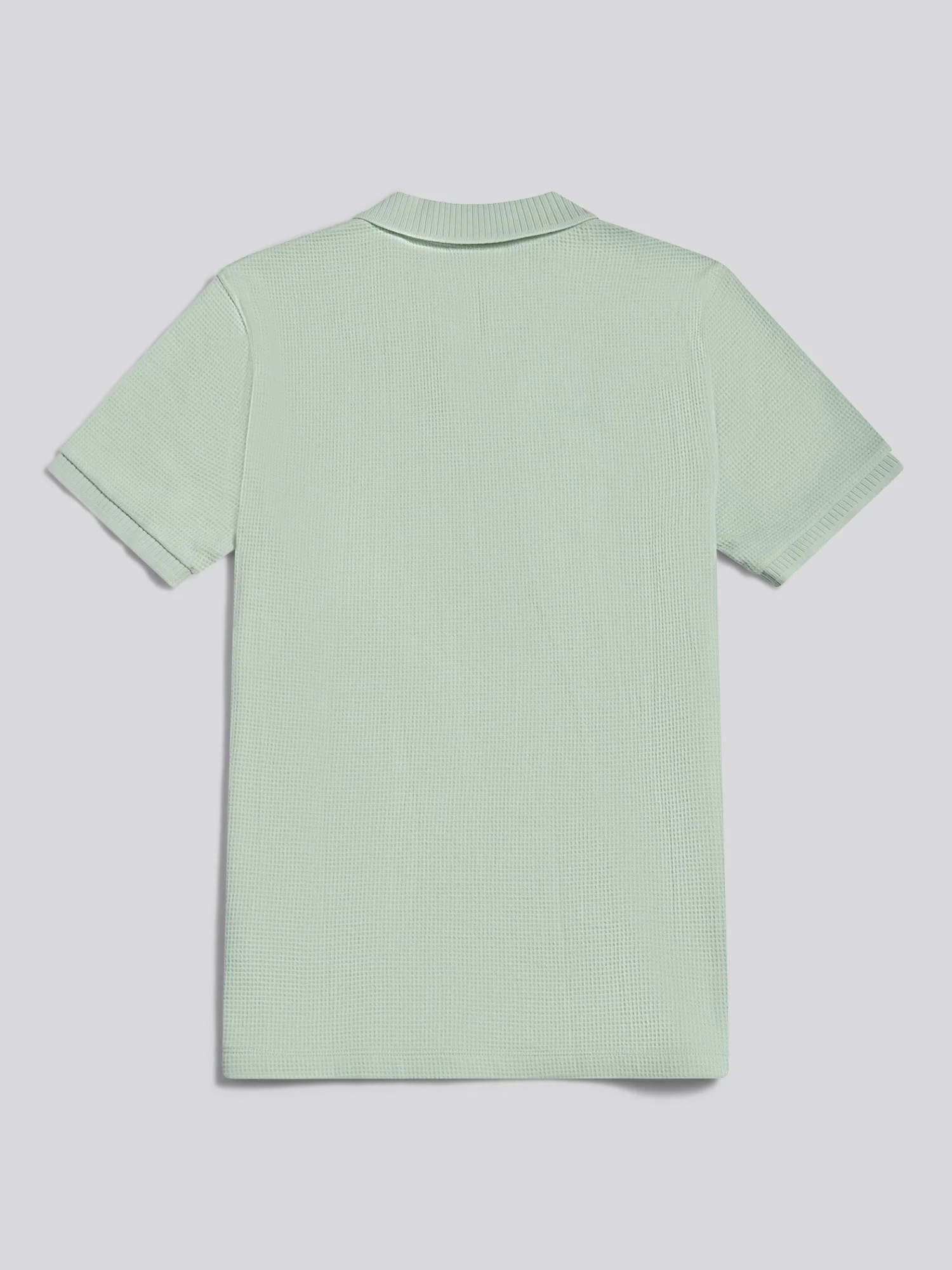 Mens Waffle Open Collar Polo Shirt Aqua Foam - Image 6