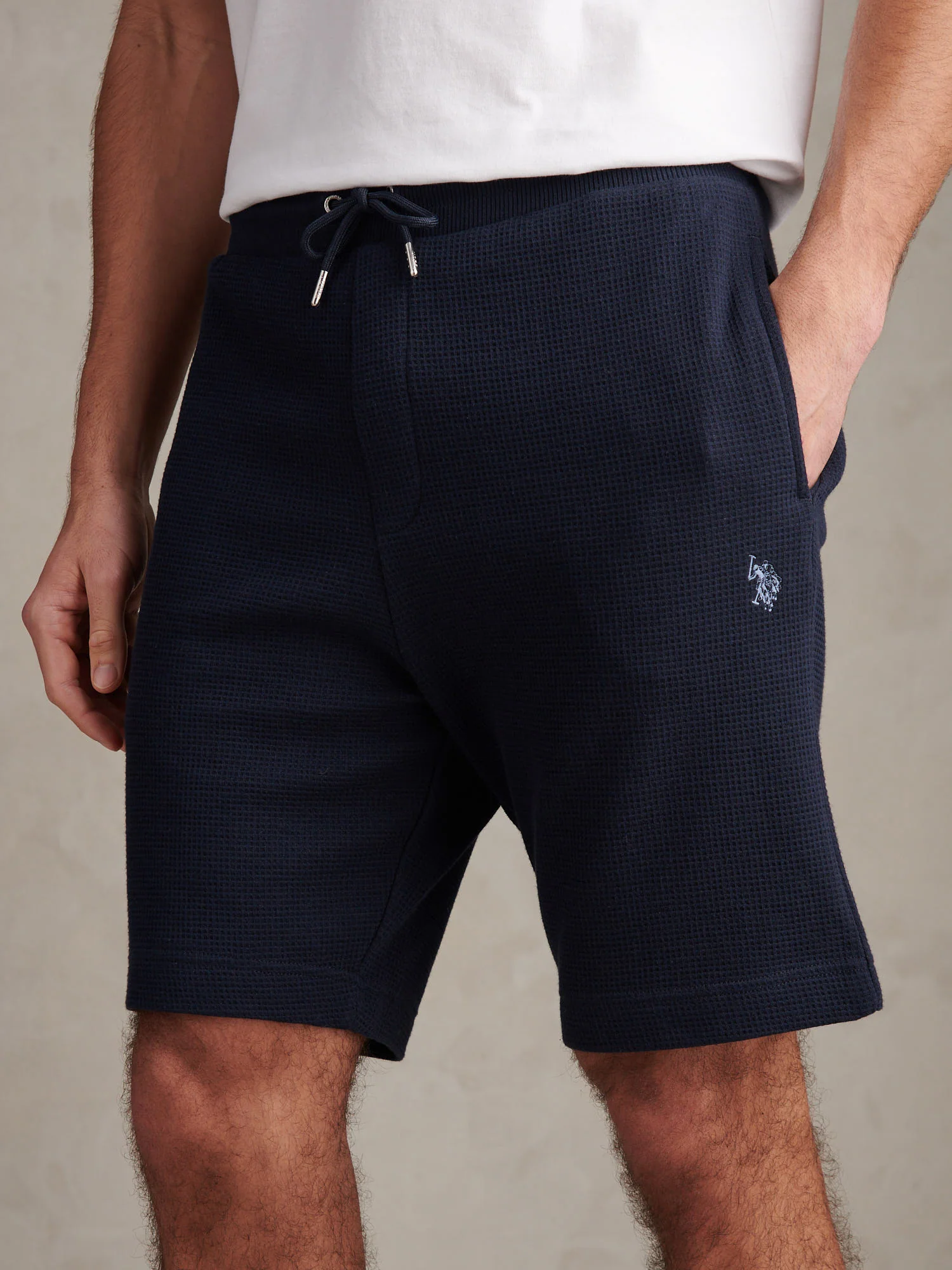 Mens Waffle Sweat Shorts Dark Sapphire Navy - Image 2