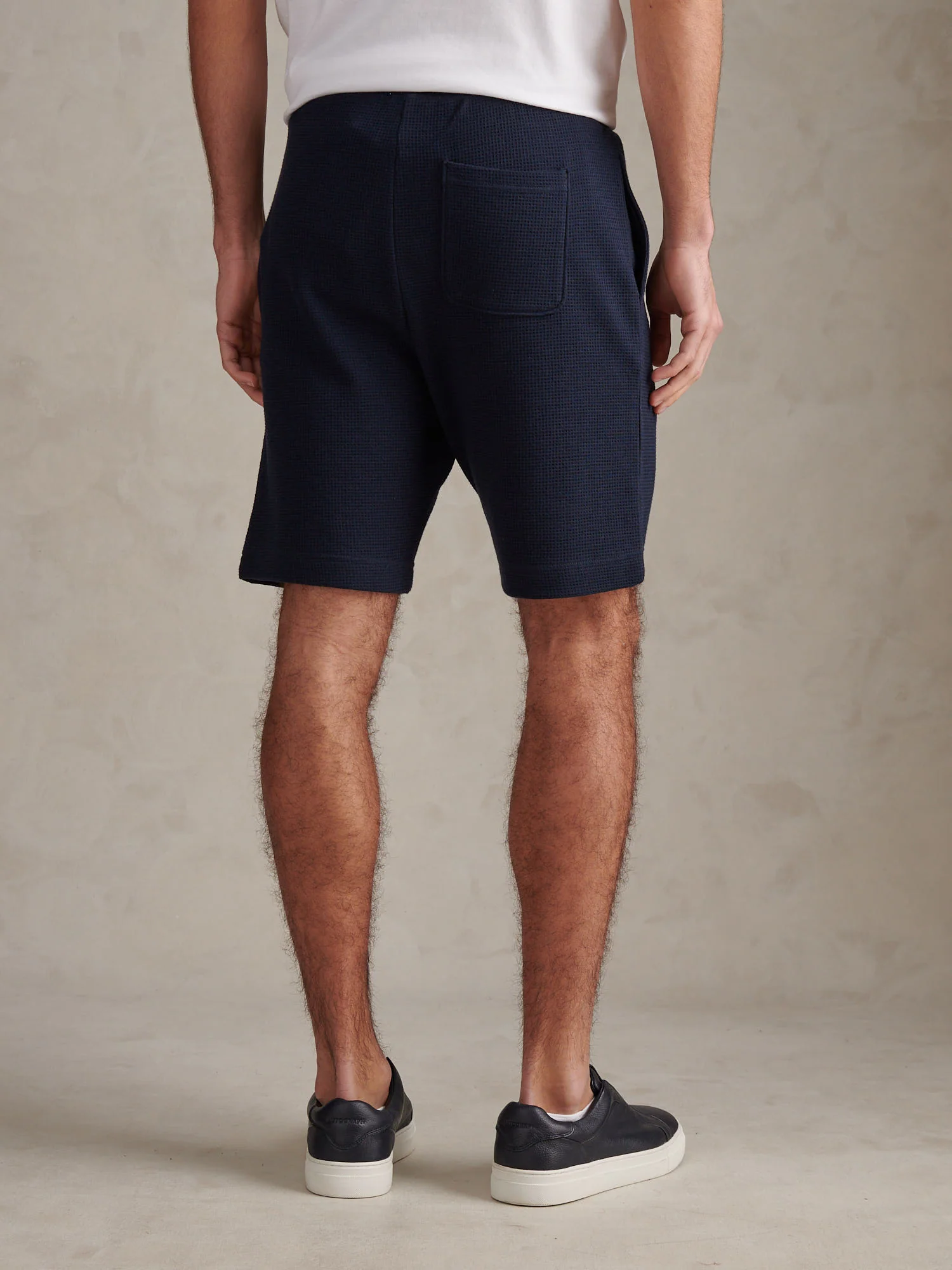 Mens Waffle Sweat Shorts Dark Sapphire Navy - Image 4