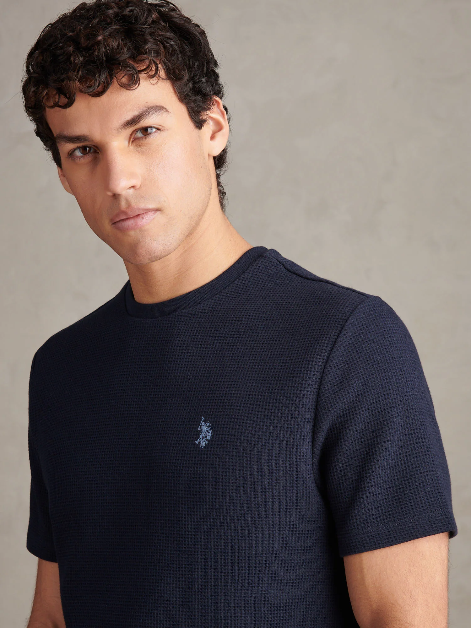 Mens Waffle Jersey T-Shirt Dark Sapphire Navy - Image 2