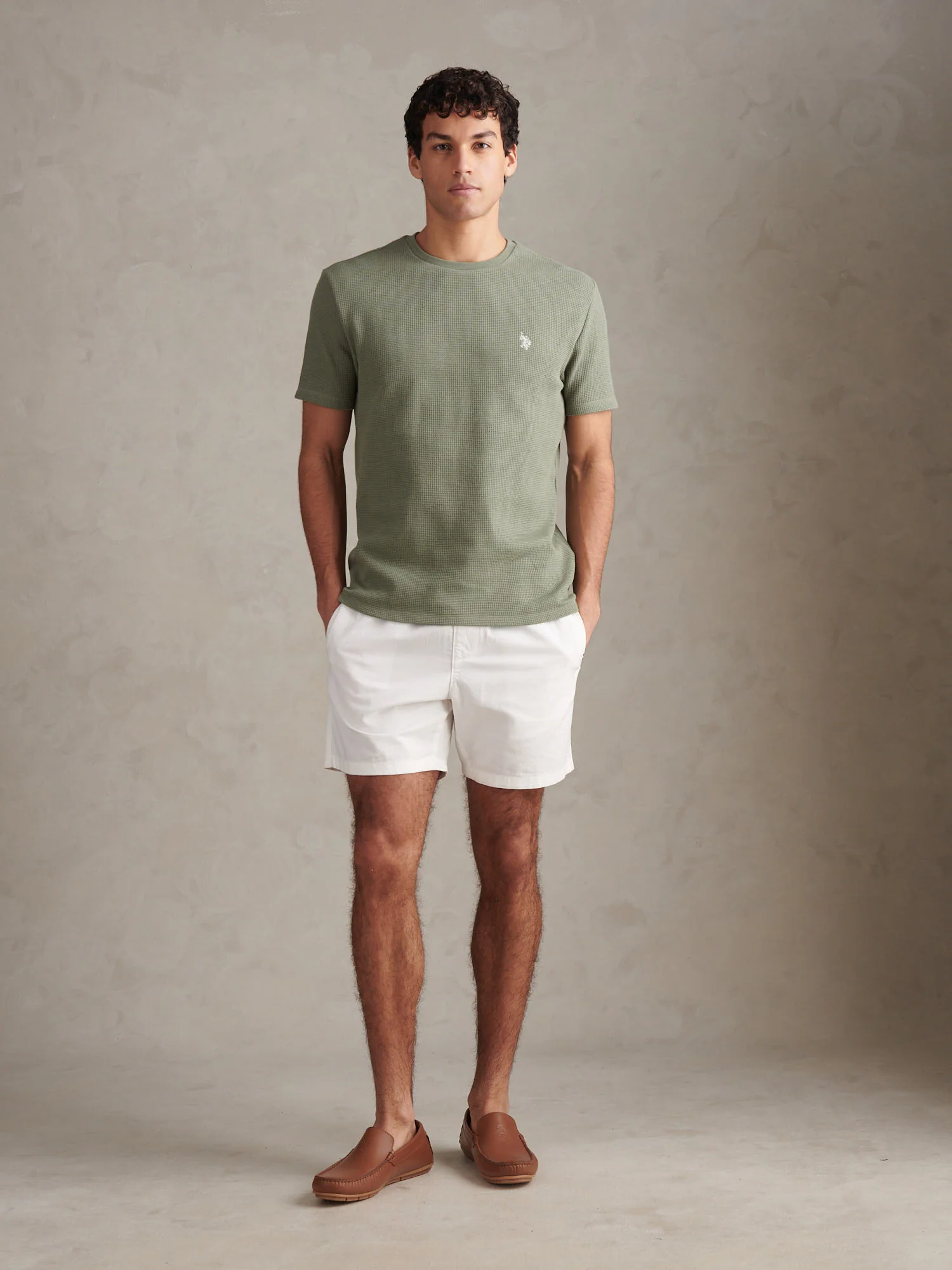 Mens Waffle Jersey T-Shirt Sea Spray - Image 3