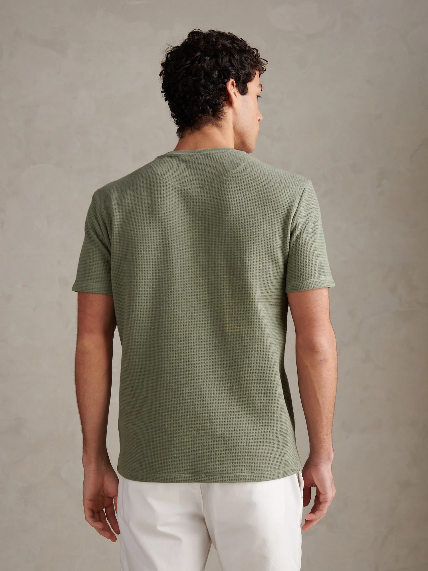 Mens Waffle Jersey T-Shirt Sea Spray - Image 4