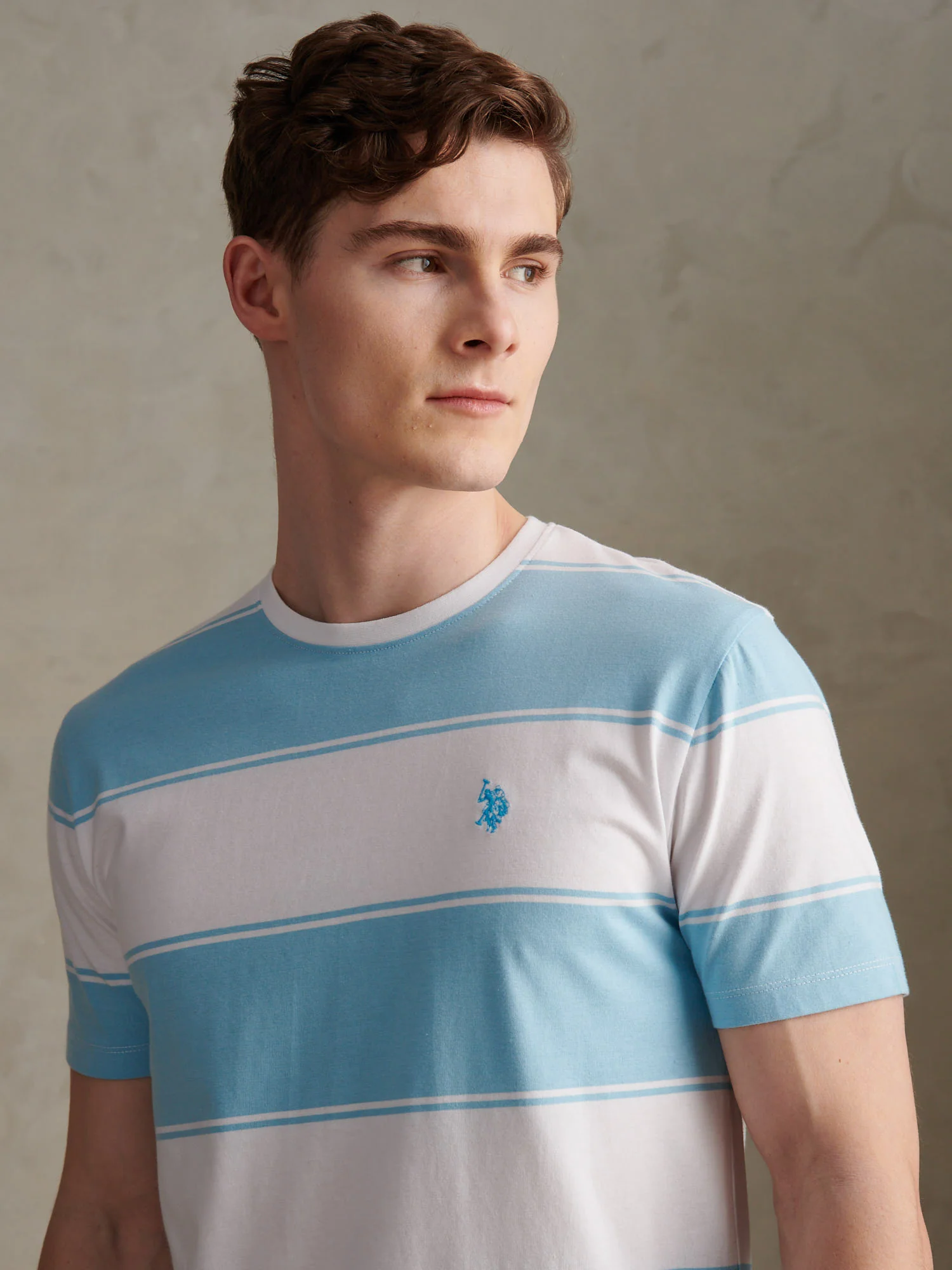 Mens Wide Stripe T-Shirt Air Blue - Image 2