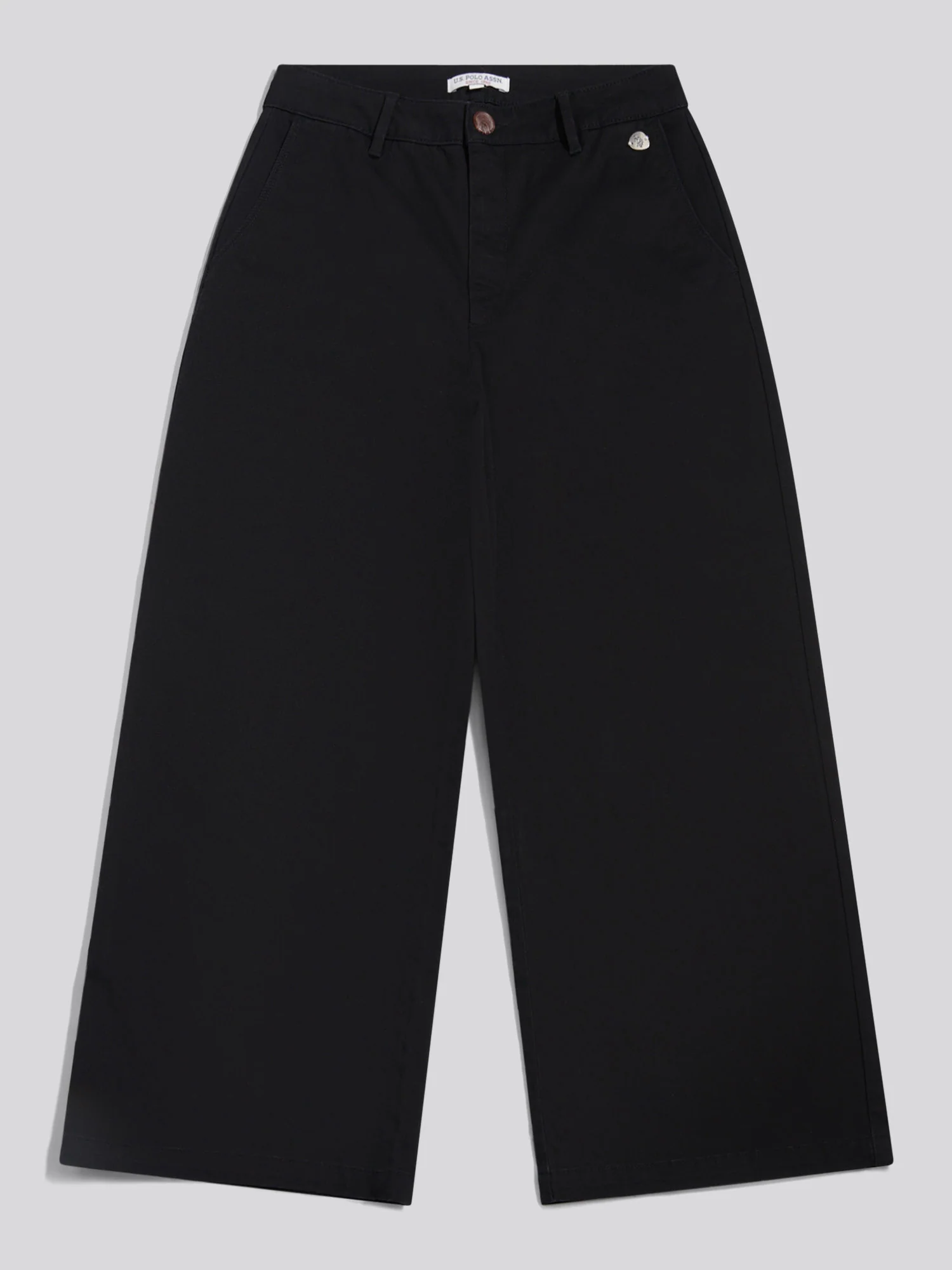 Womens Ankle Wide Leg Chino Trouser Black - Image 5