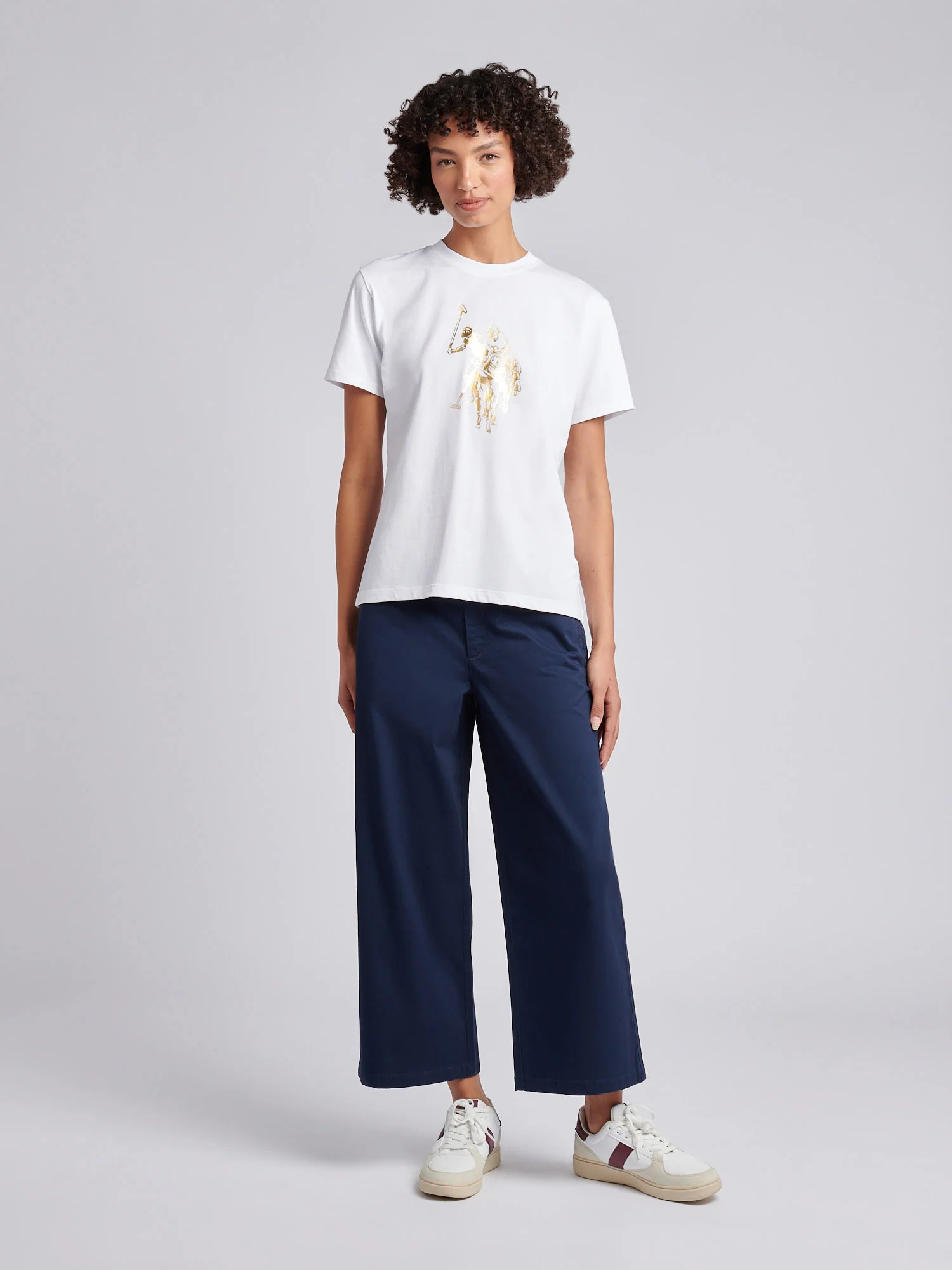Womens Ankle Wide Leg Chino Trouser Navy Iris - Image 3