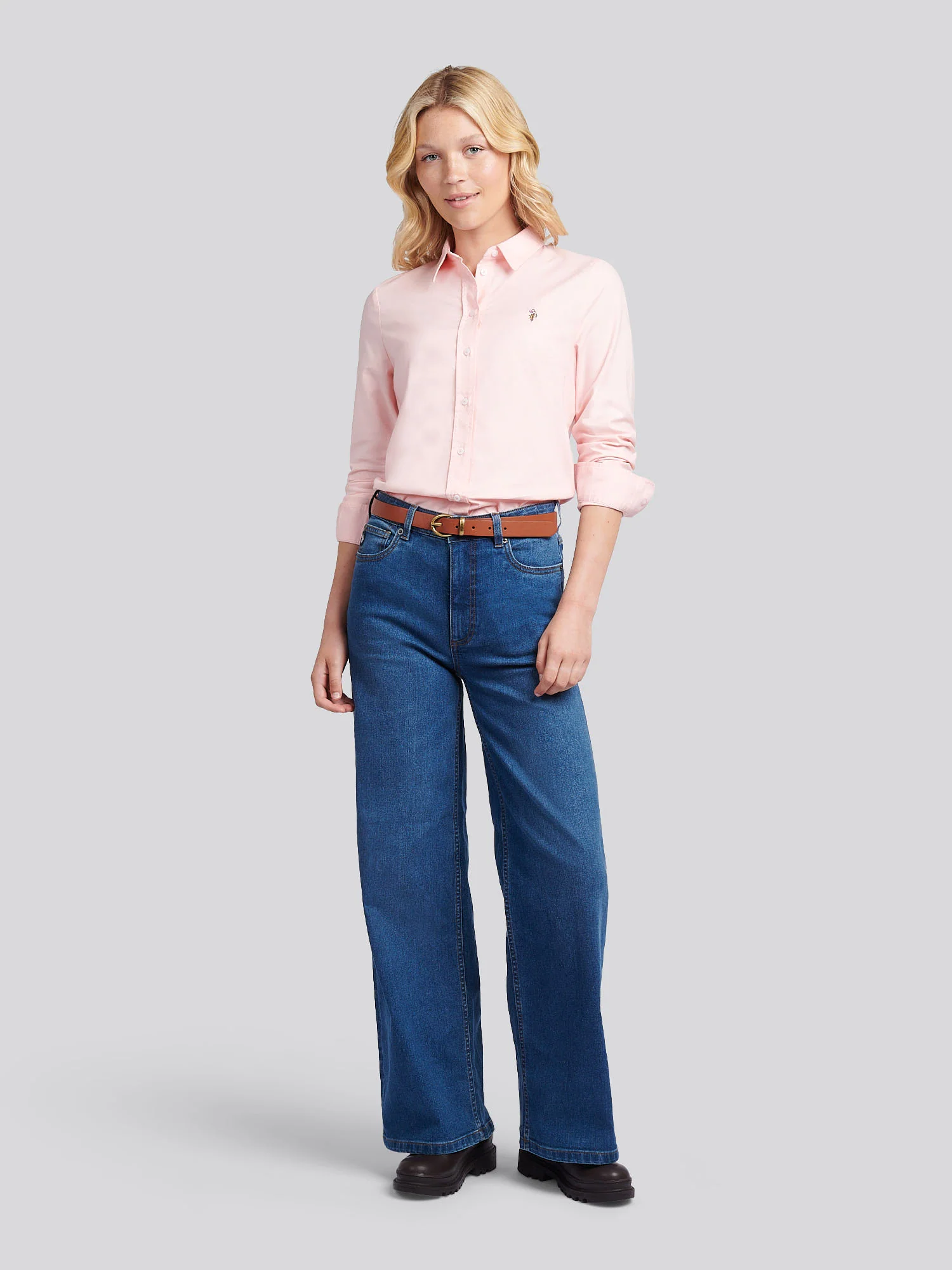 Women Classic Fit Shirt Poplin w Crystal Rose - Image 3