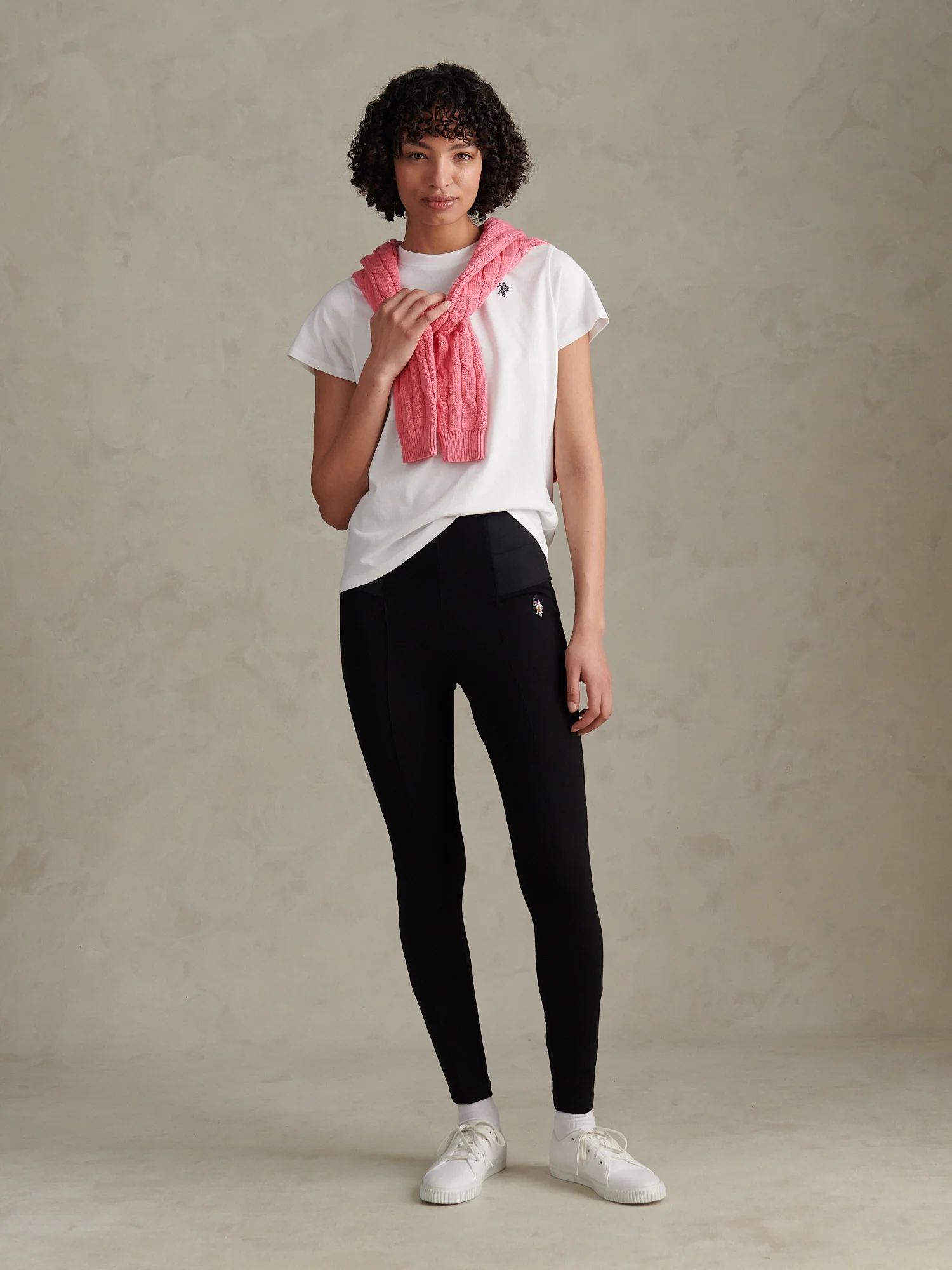 Womens Elasticated Waistband Leggings Black - Image 3