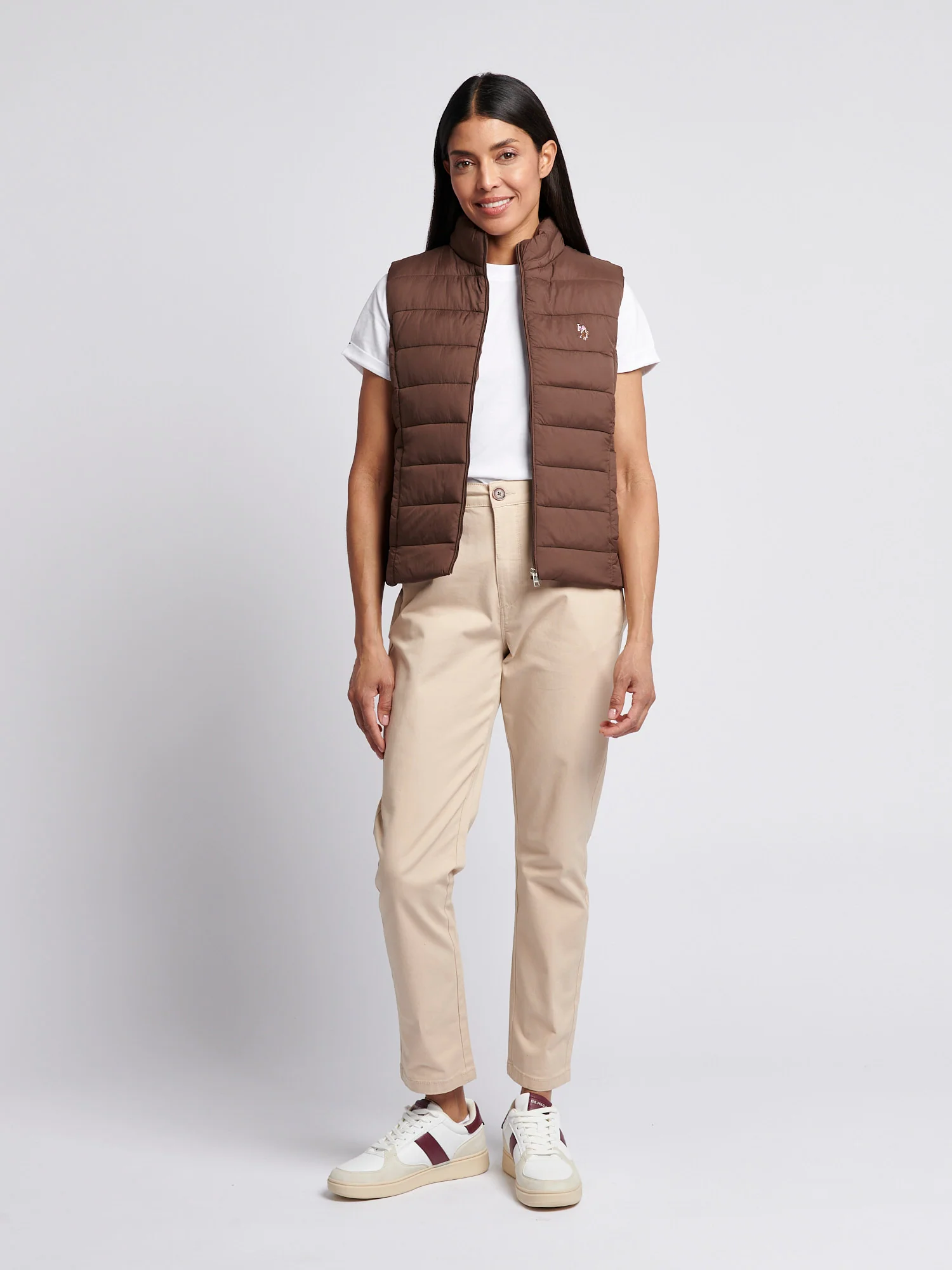 Lekki puffer damski gilet w czekoladowym martini - Image 3