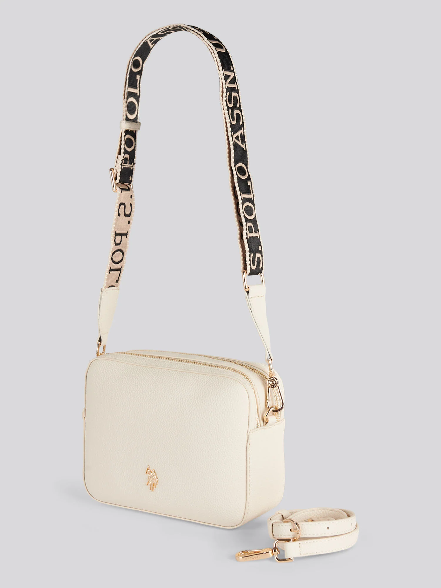 Womens Mansion Double Zip Crossbody Bag Off White - Image 5