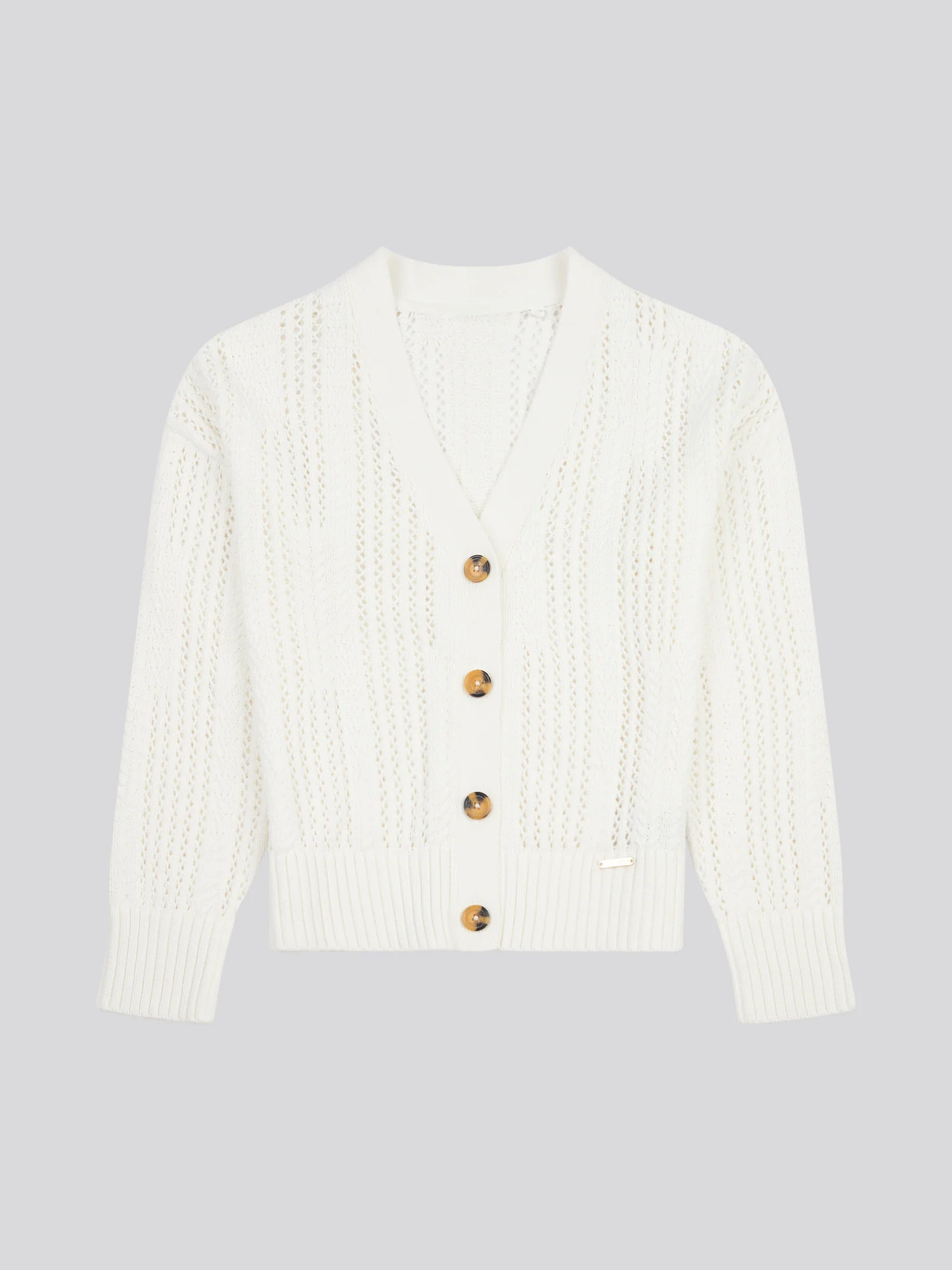 Women Open Knit Cardigan w Marshmallow - Image 5