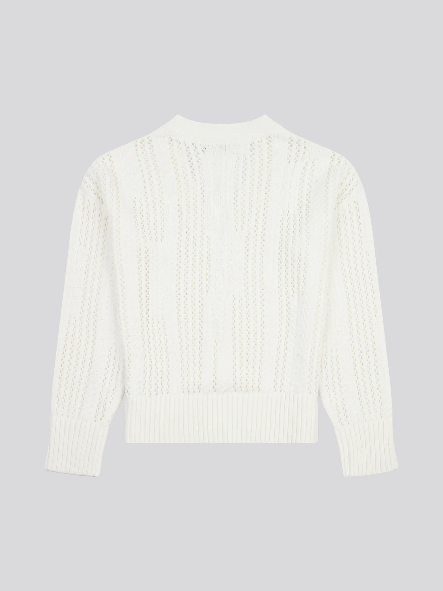 Women Open Knit Cardigan w Marshmallow - Image 6