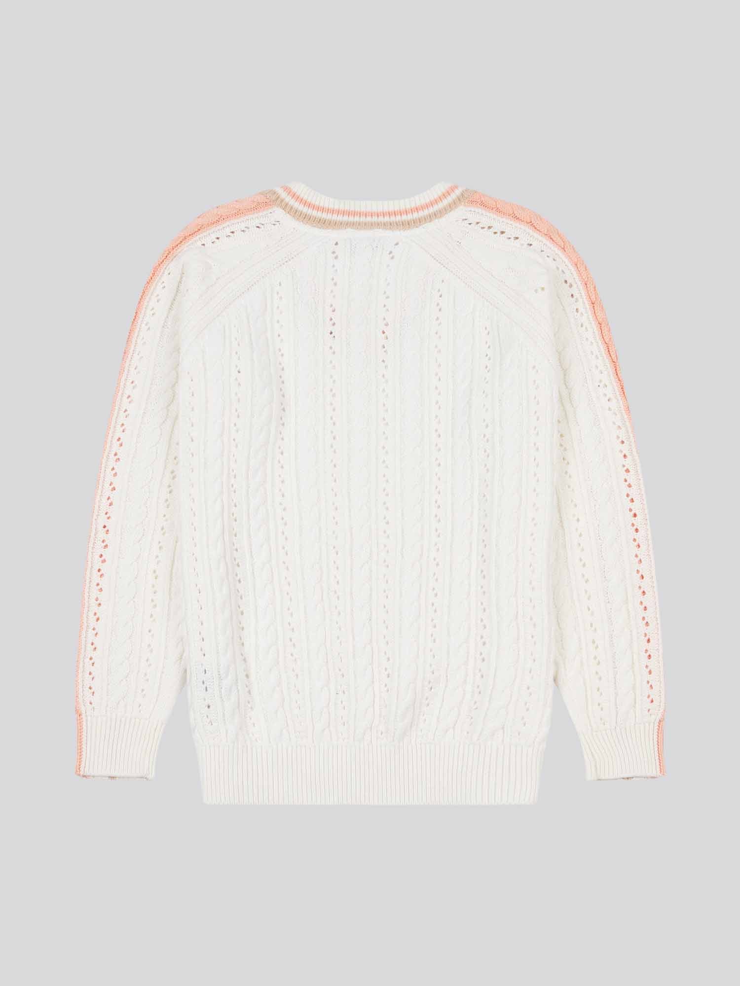 Women Open Knit Cable Cricket Skoczek w Marshmallow - Image 6