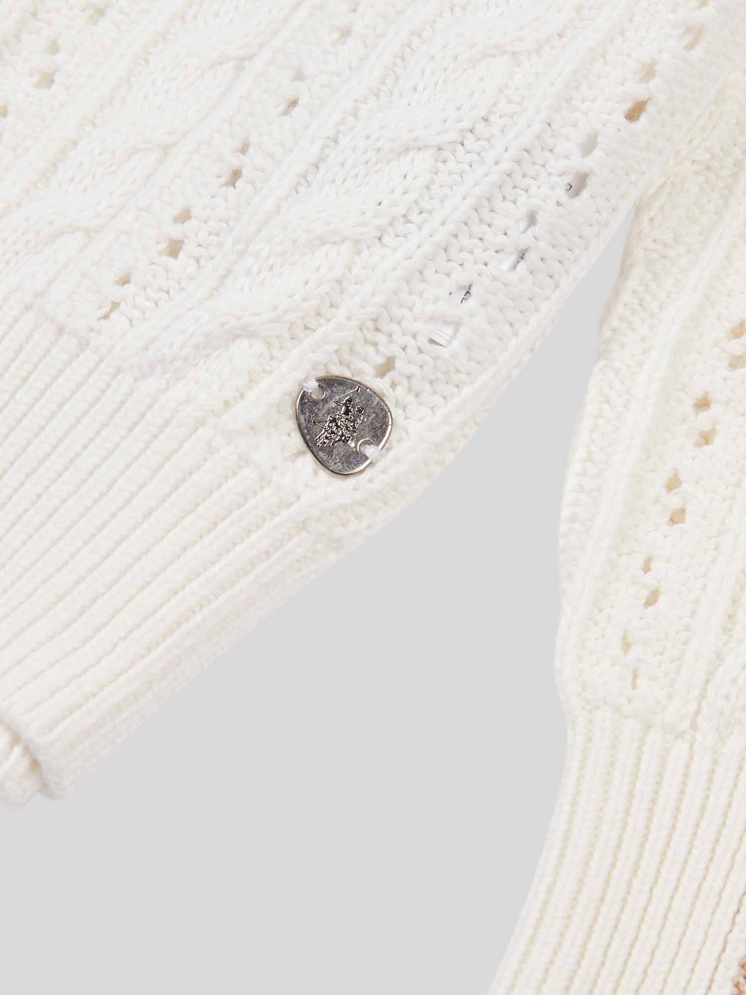 Women Open Knit Cable Cricket Skoczek w Marshmallow - Image 7