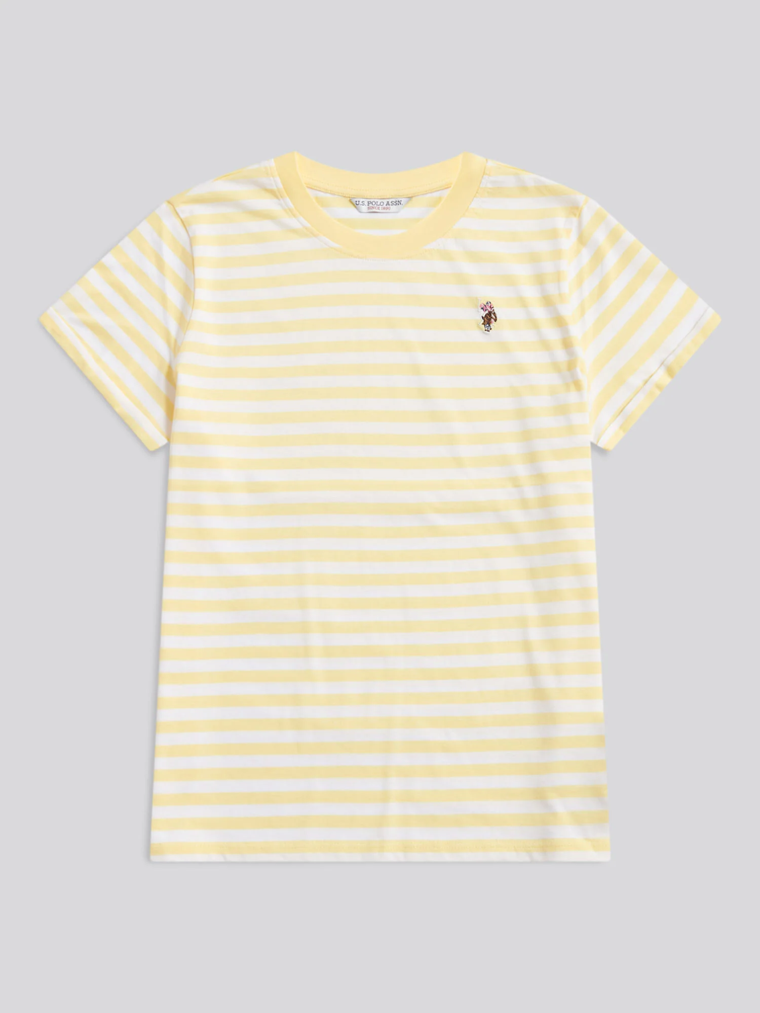 Womens Stripe Crew Neck T-Shirt Lemon Meringue