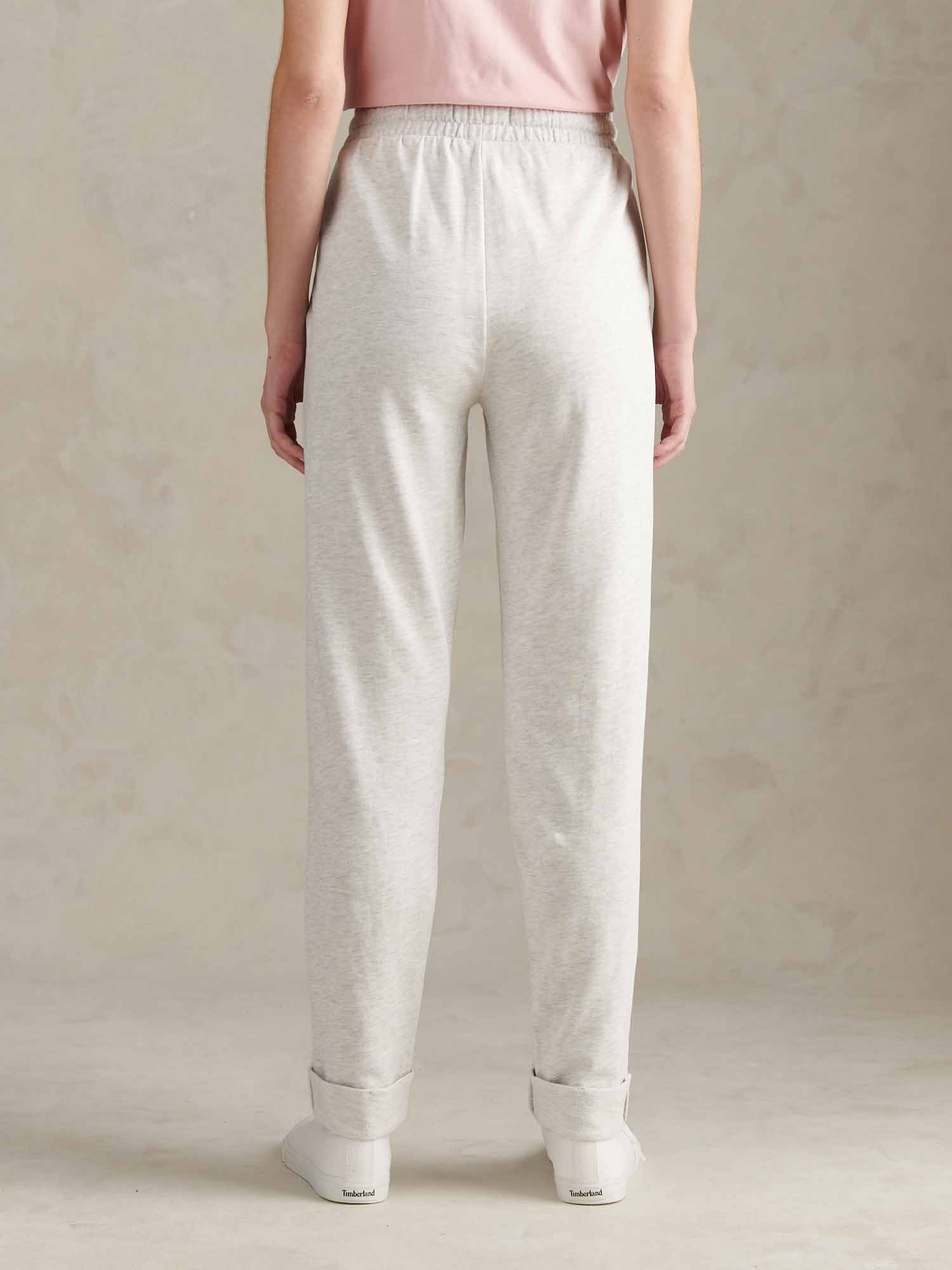Womens Tonal Double Horsemen Roll Cuff Jogger in Light Grey Marl WUP - Image 4