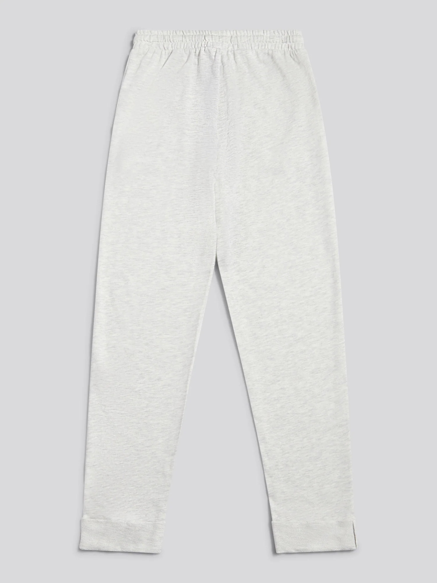 Womens Tonal Double Horsemen Roll Cuff Jogger in Light Grey Marl WUP - Image 8