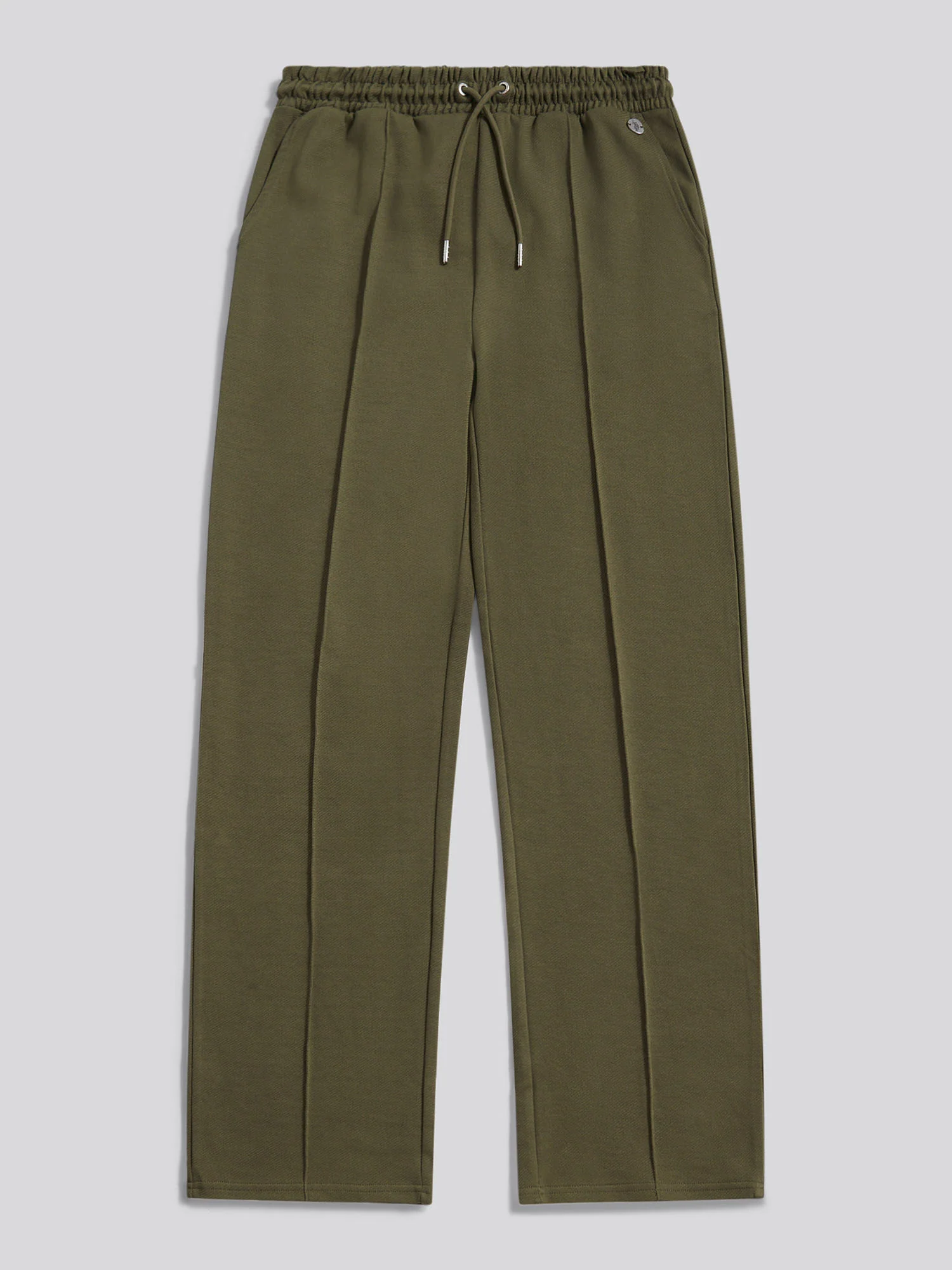 Womens Twill Texture Wide Leg Jogger in Kalamata Green - Image 6