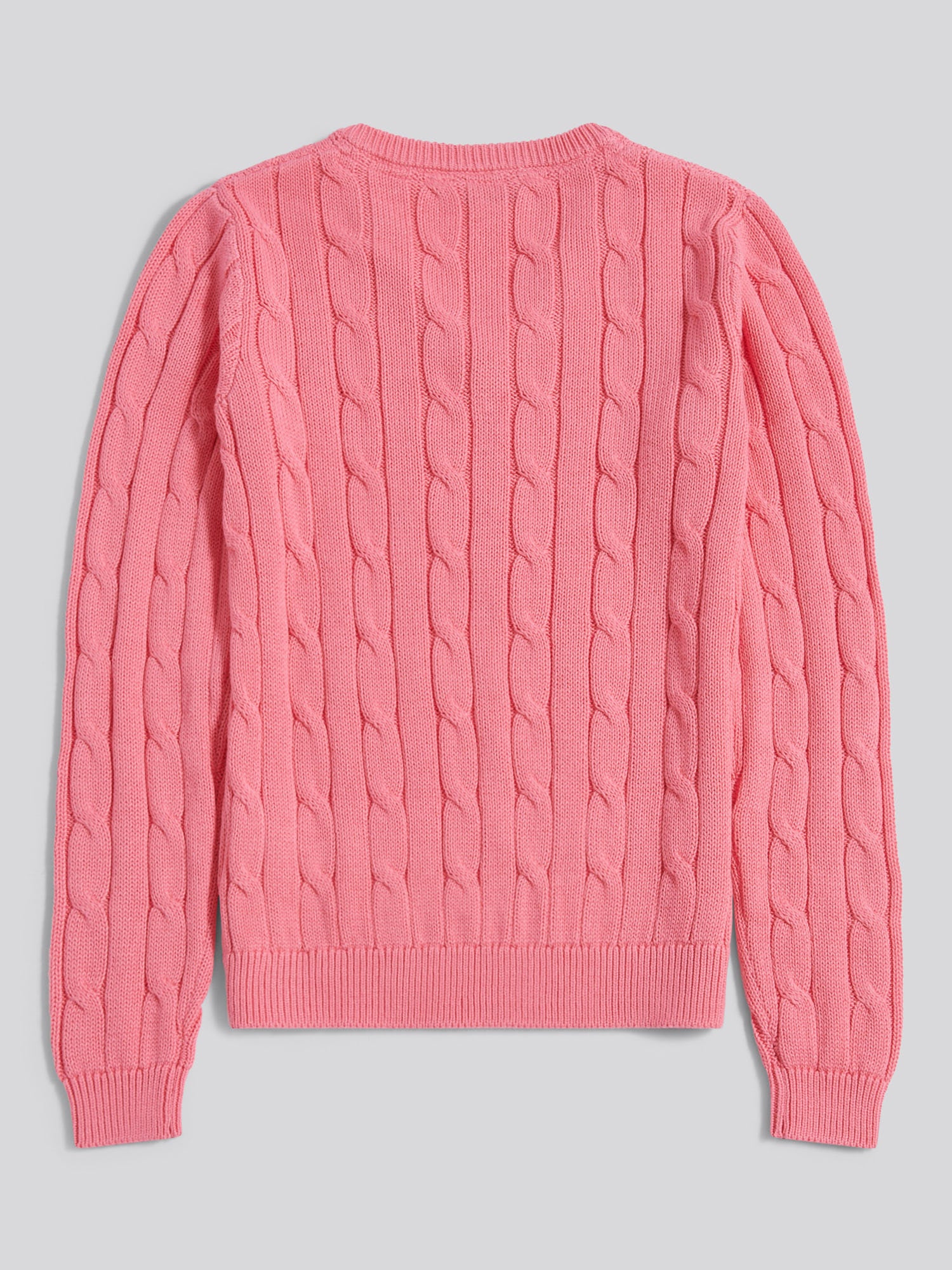 Womens V-Neck Cable Jumper Bubblegum - Image 2