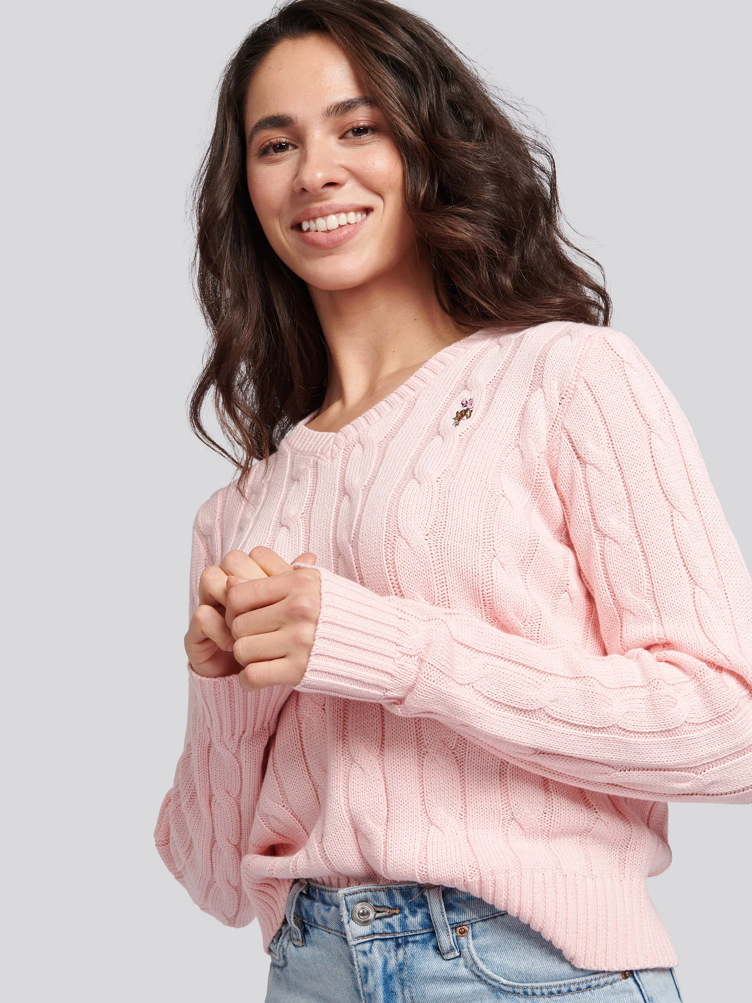 Women w stylu dekoltowym skoczki kablowej w róży kryształowej - Image 4