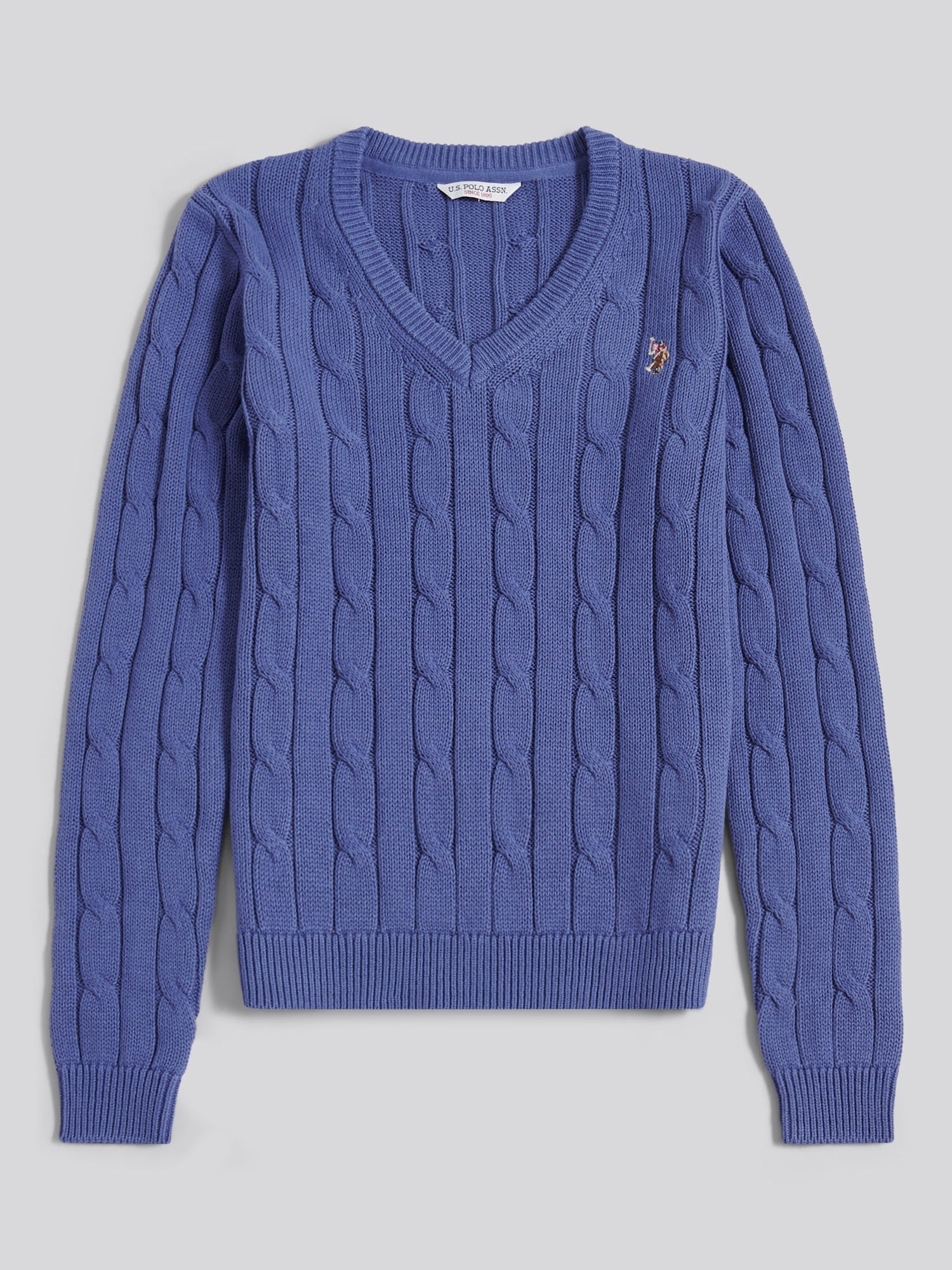 Womens V-Neck Cable Jumper Marlin - Image 5