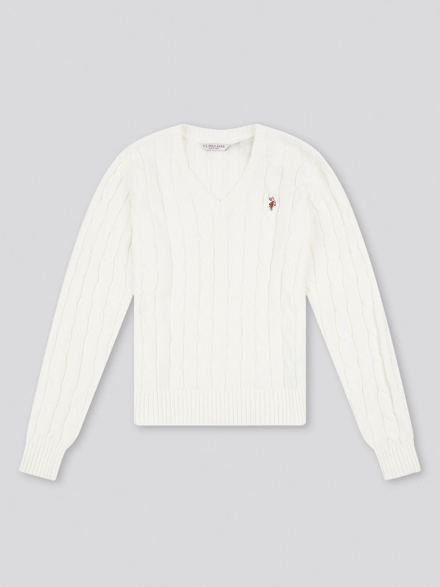 Women V-Neck Selk Cable w Marshmallow - Image 5
