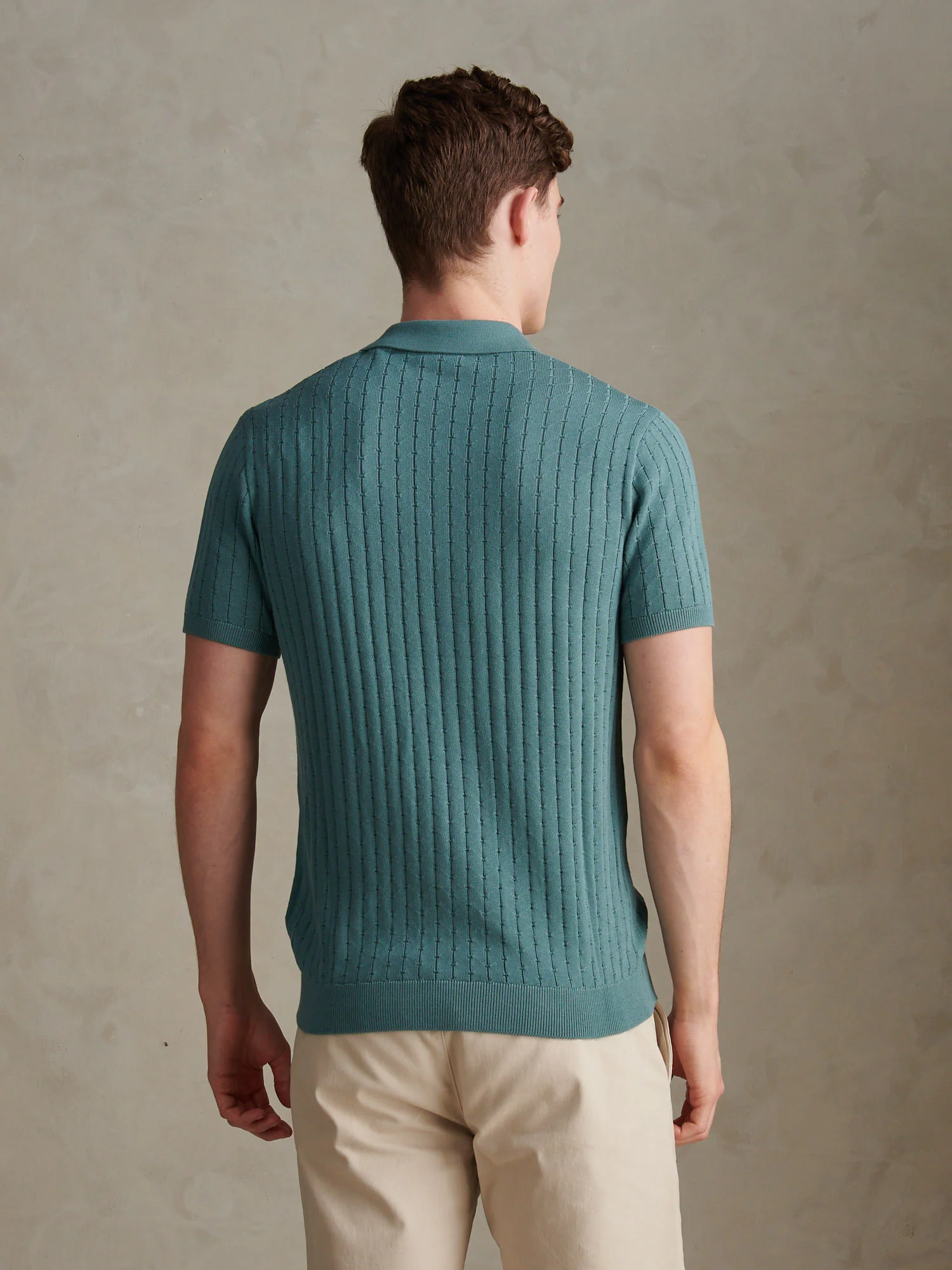 Mens Zip Knit Short Sleeve Polo Shirt Arctic - Image 4