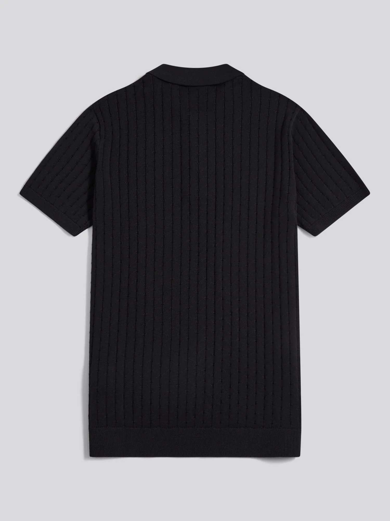 Mens Zip Knit Short Sleeve Polo Shirt Black - Image 2