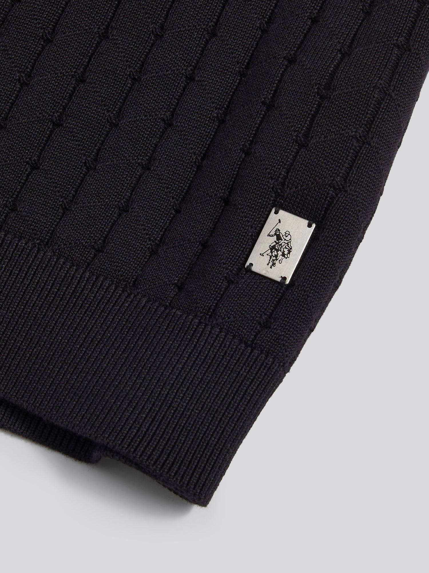Mens Zip Knit Short Sleeve Polo Shirt Black - Image 3