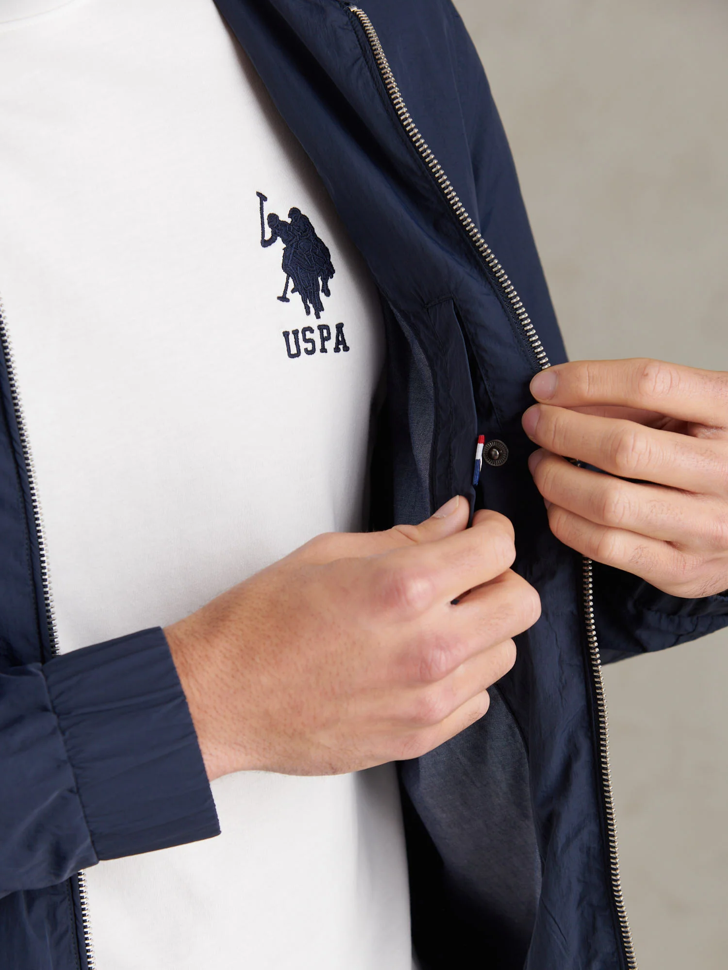 Mens Zip Through Bomber Jacket Dark Sapphire Navy - Image 5